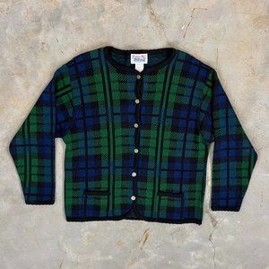 Vintage plaid knit cardigan